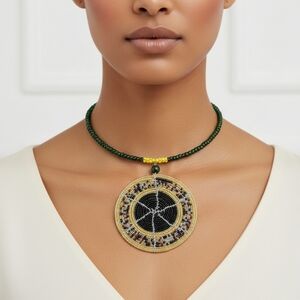 Handmade beaded pendant necklace